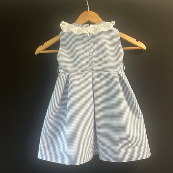 Po De Falco girls sz 2 dress blue and white stripe sleeveless peter pan … - Picture 6 of 11